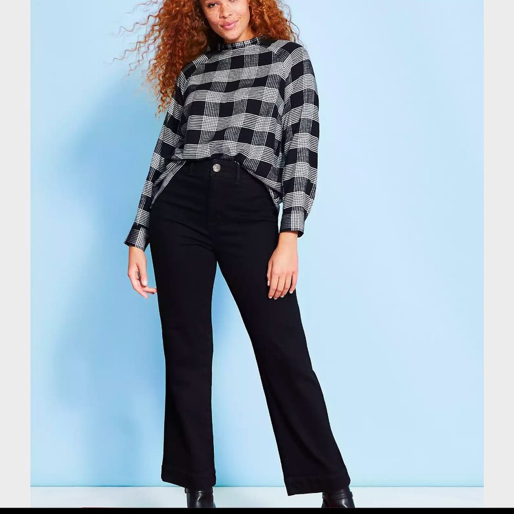 NWT LOFT  Slim Wide Leg Jeans In Washed Black Wash